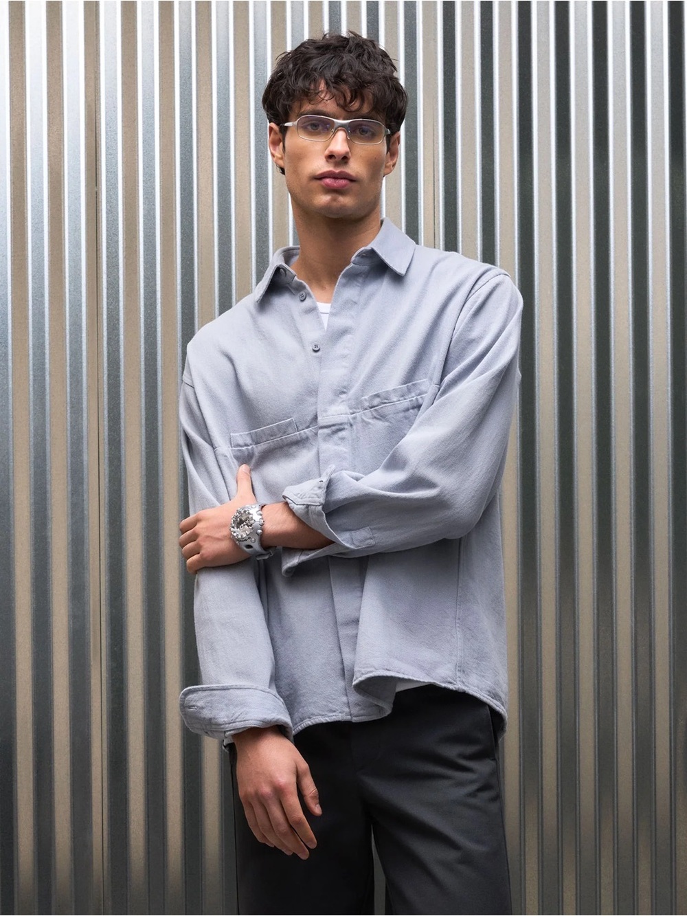 Freecotton Boxford Pale Sky Men's Button-Down Shirt